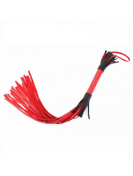 Красно-черная плетка из натуральной кожи - 51 см. - БДСМ Арсенал - купить с доставкой в Москве