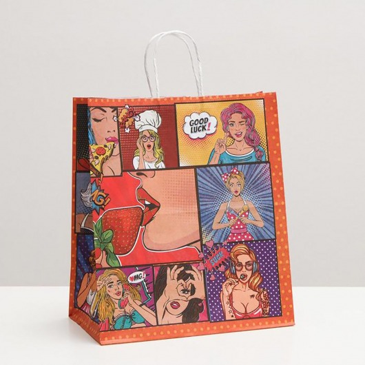 Подарочный крафтовый пакет Pop Art» - 32х19,5х37 см. - Сима-Ленд - купить с доставкой в Москве