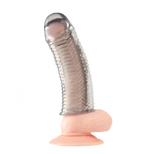 Текстурированная насадка на пенис Clear Textured Penis Enhancing Sleeve Extension - 16,5 см. - BlueLine - в Москве купить с доставкой