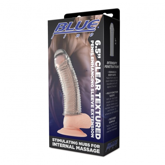 Текстурированная насадка на пенис Clear Textured Penis Enhancing Sleeve Extension - 16,5 см. - BlueLine - в Москве купить с доставкой