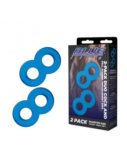 Комплект из 2 эрекционных колец-восьмерок 2-Pack Duo Cock And Ball Stamina Enhancement Ring - BlueLine - в Москве купить с доставкой