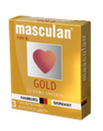 Презервативы Masculan Ultra Gold с золотым напылением и ароматом ванили - 3 шт. - Masculan - купить с доставкой в Москве