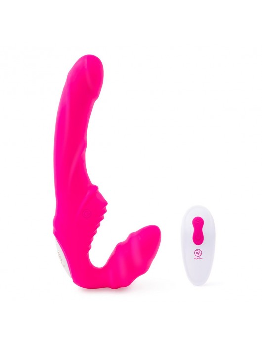Розовый безремневой страпон на радиоуправлении Strapless Together - 22 см. - Together Toy - купить с доставкой в Москве