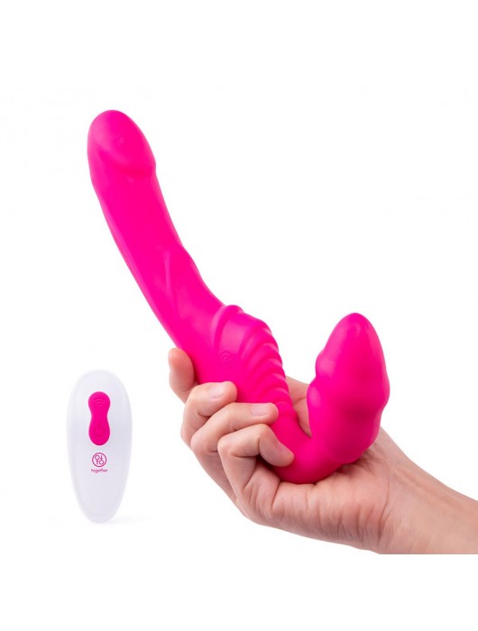 Розовый безремневой страпон на радиоуправлении Strapless Together - 22 см. - Together Toy - купить с доставкой в Москве