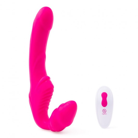 Розовый безремневой страпон на радиоуправлении Strapless Together - 22 см. - Together Toy - купить с доставкой в Москве