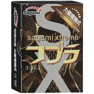 Суженные к основанию презервативы Sagami Xtreme COBRA - 3 шт. - Sagami - купить с доставкой в Москве