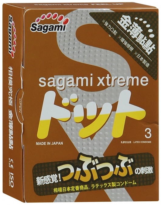 Презервативы Sagami Xtreme FEEL UP с точечной текстурой и линиями прилегания - 3 шт. - Sagami - купить с доставкой в Москве