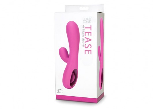 Розовый вибромассажер Tease 6x Rabbit Style со стимуляцией клитора - 17,8 см. - Topco Sales
