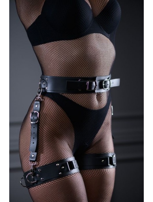 Черный кожаный пояс Sex Game - БДСМ Арсенал - купить с доставкой в Москве