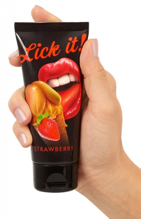 Съедобная смазка Lick It со вкусом клубники - 100 мл. - Orion - купить с доставкой в Москве