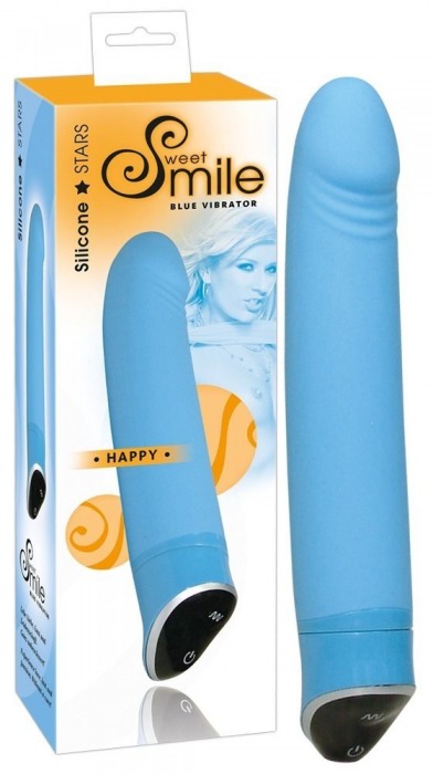 Голубой вибратор Smile Happy - 22 см. - Orion
