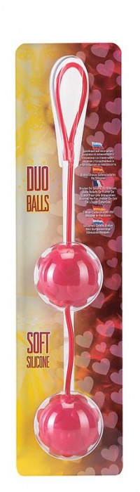 Красные вагинальные шарики с сердечками DUO BALLS - Seven Creations