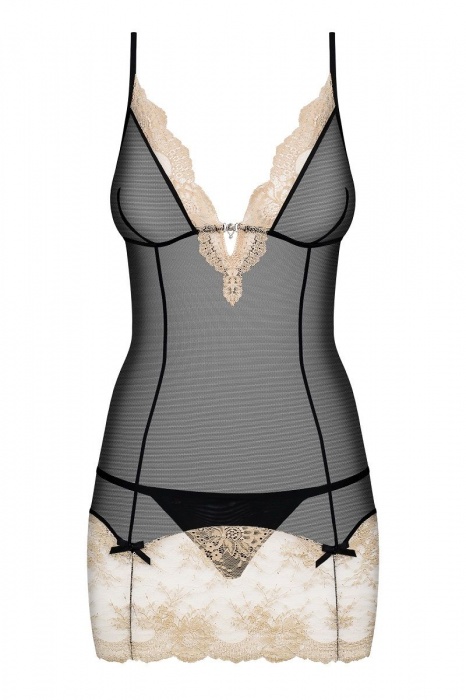 Полупрозрачная сорочка Bisquella с ажурным подолом - Obsessive купить с доставкой