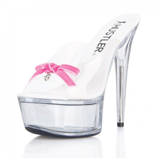 Прозрачные сабо с розовым бантиком Pink Bow - Hustler Shoes купить с доставкой
