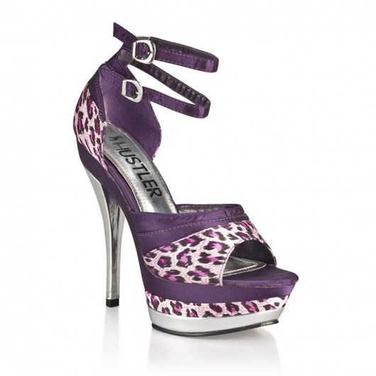 Босоножки с серебристой шпилькой Violet Leopard - Hustler Shoes купить с доставкой