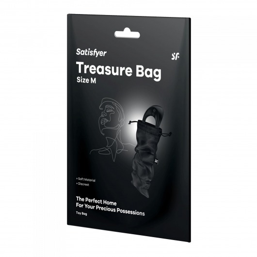 Черный мешочек для хранения игрушек Treasure Bag M - Satisfyer - купить с доставкой в Москве