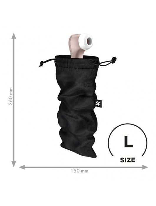 Черный мешочек для хранения игрушек Treasure Bag L - Satisfyer - купить с доставкой в Москве