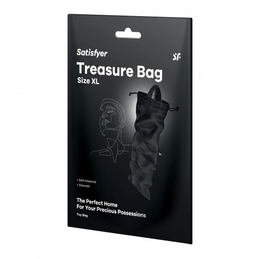 Черный мешочек для хранения игрушек Treasure Bag XL - Satisfyer - купить с доставкой в Москве
