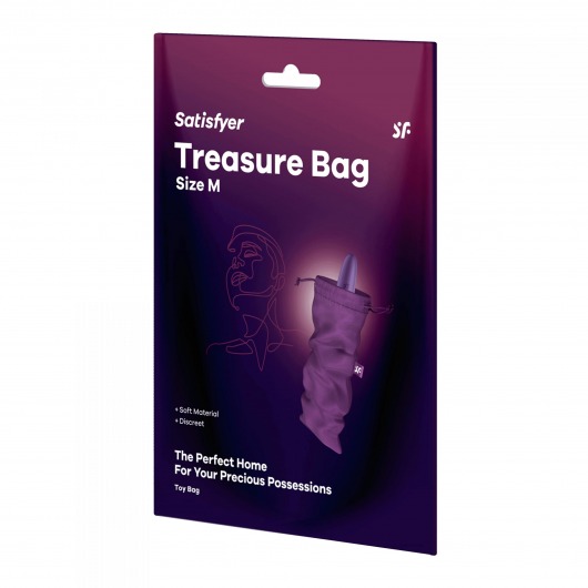 Фиолетовый мешочек для хранения игрушек Treasure Bag M - Satisfyer - купить с доставкой в Москве