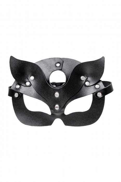 Черная кожаная рельефная маска кошки - Pecado - купить с доставкой в Москве