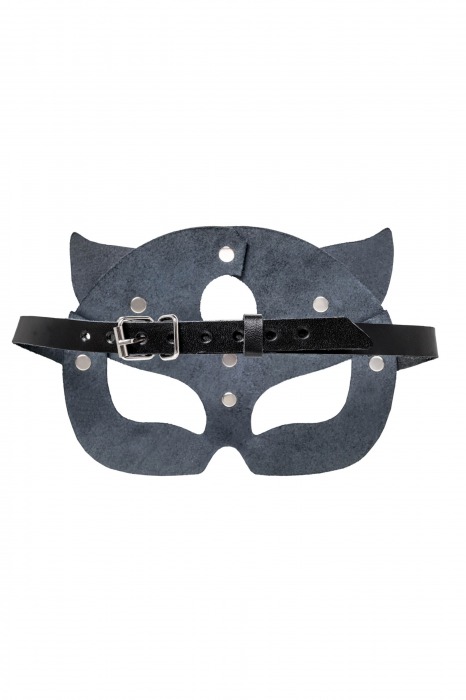Черная кожаная рельефная маска кошки - Pecado - купить с доставкой в Москве