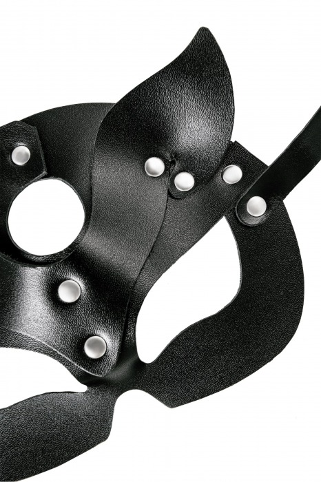 Черная кожаная рельефная маска кошки - Pecado - купить с доставкой в Москве