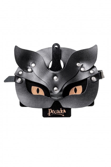 Черная кожаная рельефная маска кошки - Pecado - купить с доставкой в Москве