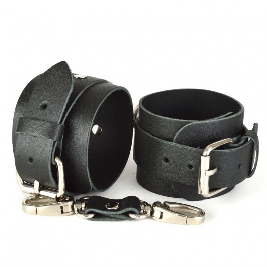 Черные кожаные наручники с пряжками IDEAL - Sitabella - купить с доставкой в Москве