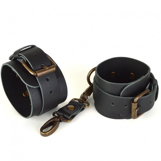 Черные кожаные наручники IDEAL - Sitabella - купить с доставкой в Москве