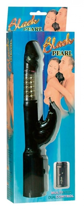 Вибратор Black Pearl с вращающимися бусинами - 28 см. - Seven Creations