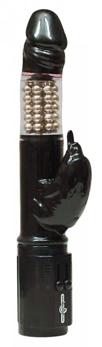 Вибратор Black Pearl с вращающимися бусинами - 28 см. - Seven Creations