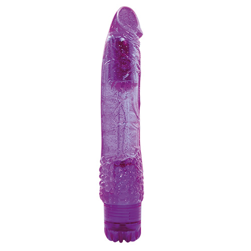 Фиолетовый вибратор VIBRATOR JAMMY JELLY SPANGLY GLITTER - 23 см. - Toyz4lovers