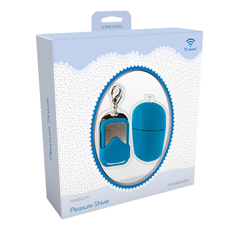 Голубое виброяичко с пультом ДУ VIBRATING EGG PLEASURE SHIVER MEDIUM - Toyz4lovers