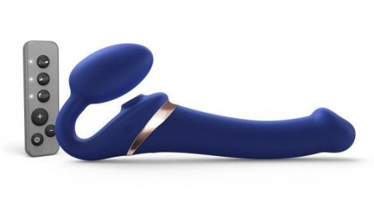 Синий безремневой страпон Multi Orgasm Size M с клиторальной стимуляцией - Strap-on-me - купить с доставкой в Москве