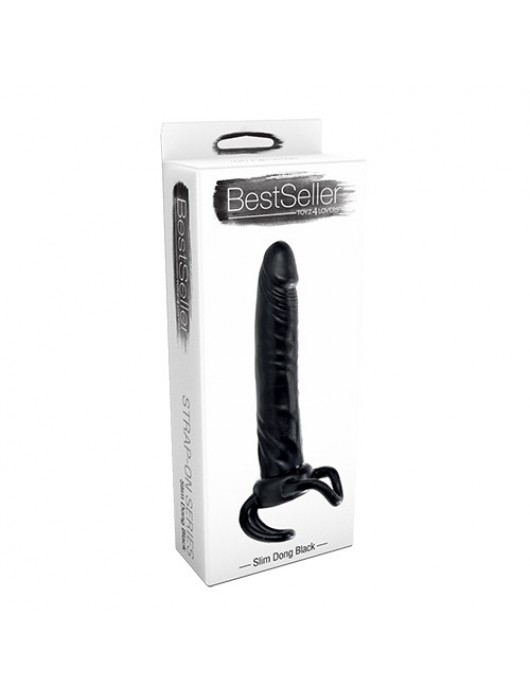 Чёрная насадка-фаллос для двойного проникновения INFLATABLE DILDO SLIM DONG  - 13,5 см. - Toyz4lovers - в Москве купить с доставкой