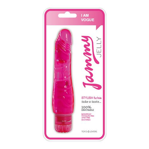 Ярко-розовый реалистичный гелевый вибратор VIBRATOR JAMMY JELLY STYLISH FUCSIA - 16,5 см. - Toyz4lovers