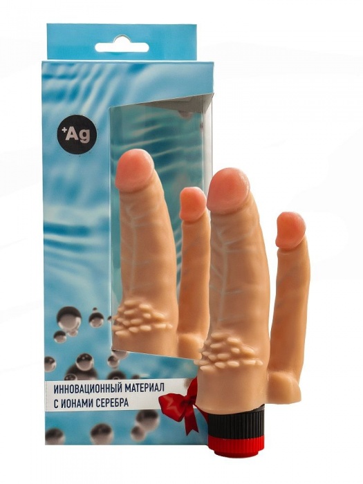 Телесный анально-вагинальный вибромассажер №11 с ионами серебра - 15,5 см. - Джага-Джага