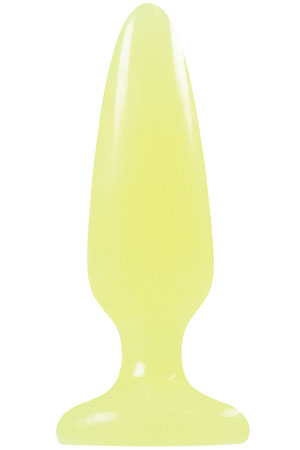 Желтая анальная пробка, светящаяся в темноте, Firefly Pleasure Plug Small - 10,1 см. - NS Novelties