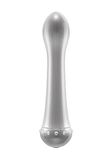 Вибратор с кристаллами The Diamond Silver - 16,5 см. - Shots Media BV