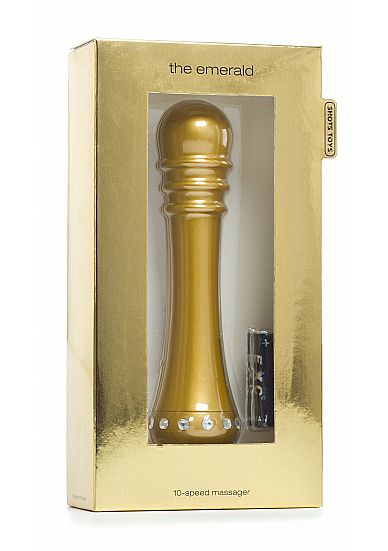 Вибратор с ребристой головкой The Emerald Gold - 16,3 см. - Shots Media BV