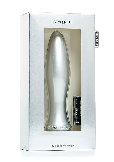 Вибратор-торпеда с кристалликами The Gem Silver - 16,6 см. - Shots Media BV