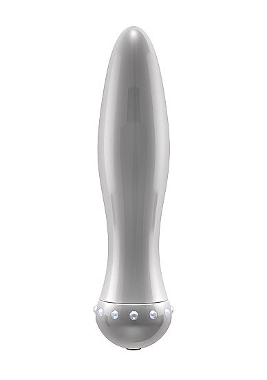 Вибратор-торпеда с кристалликами The Gem Silver - 16,6 см. - Shots Media BV