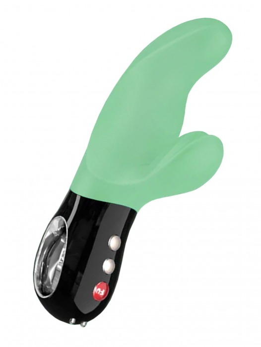 Зеленый вибратор Miss Bi с клиторальным отростком - 17 см. - Fun Factory