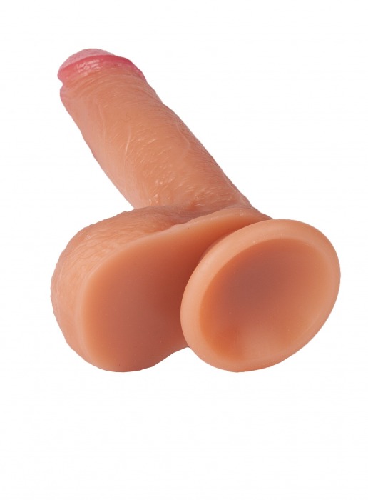 Телесный реалистичный фаллоимитатор из двухслойного силикона - 18 см. - Feelin