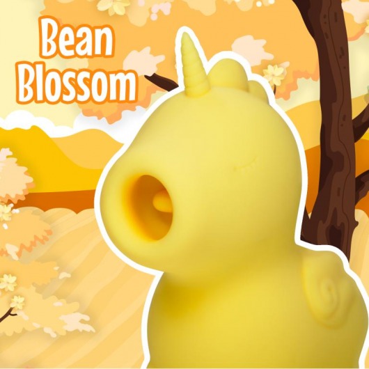 Желтый клиторальный вибромассажер Unihorn Bean Blossom с подвижным язычком - Unihorn