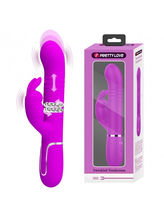 Лиловый вибратор Coale с ротацией бусин и возвратно-поступательными движениями - 22,6 см. - Baile