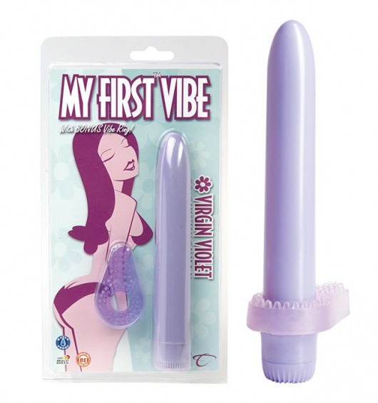 Сиреневый вибратор с эрекционным кольцом My First Vibe - 17 см. - Topco Sales