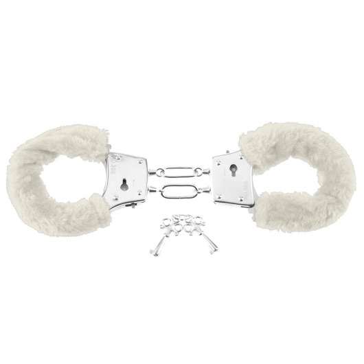 Меховые белые наручники Beginner s Furry Cuffs - Pipedream - купить с доставкой в Москве