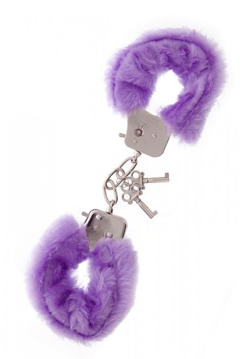 Фиолетовые меховые наручники METAL HANDCUFF WITH PLUSH LAVENDER - Dream Toys - купить с доставкой в Москве