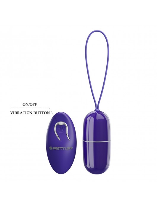 Фиолетово-синее виброяйцо с пультом ДУ Arvin-Youth - 7,9 см. - Baile